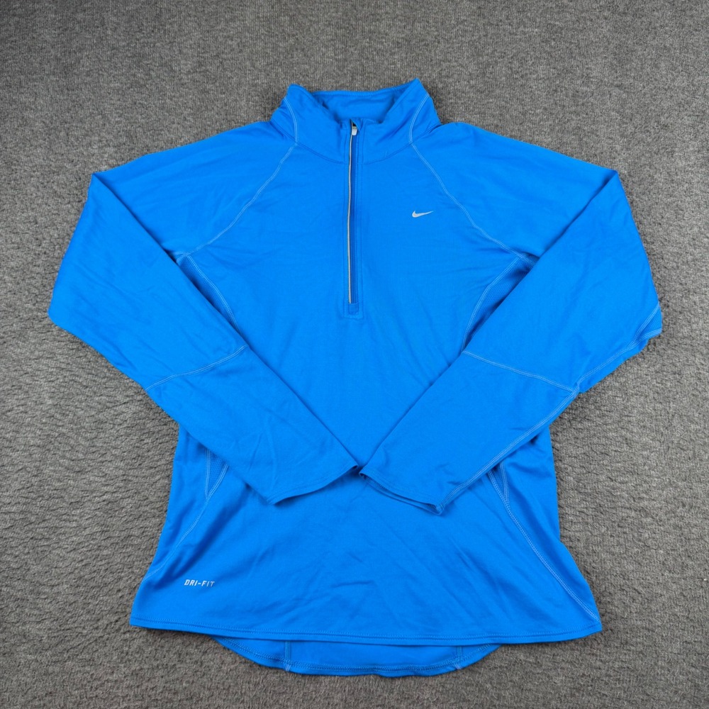 Nike Dri-FIT Quarter Zip Pullover Women's M Blue Long Sleeve Running Top